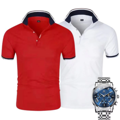 [Buy 2 Pay 1] 2-Pack Premiere Polo Shirts + Exclusive Watch