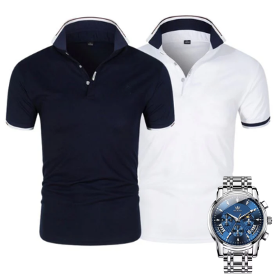 [Buy 2 Pay 1] 2-Pack Premiere Polo Shirts + Exclusive Watch